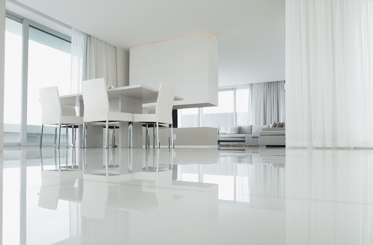 bright white floor in the living room interior