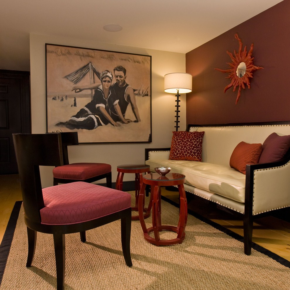 bright marsala color in the interior of the hallway