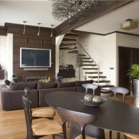 bright hallway interior in chocolate color picture