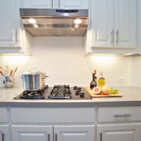 bright style white kitchen with a touch of green picture