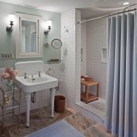 beautiful style of a bathroom with a shower in dark colors picture