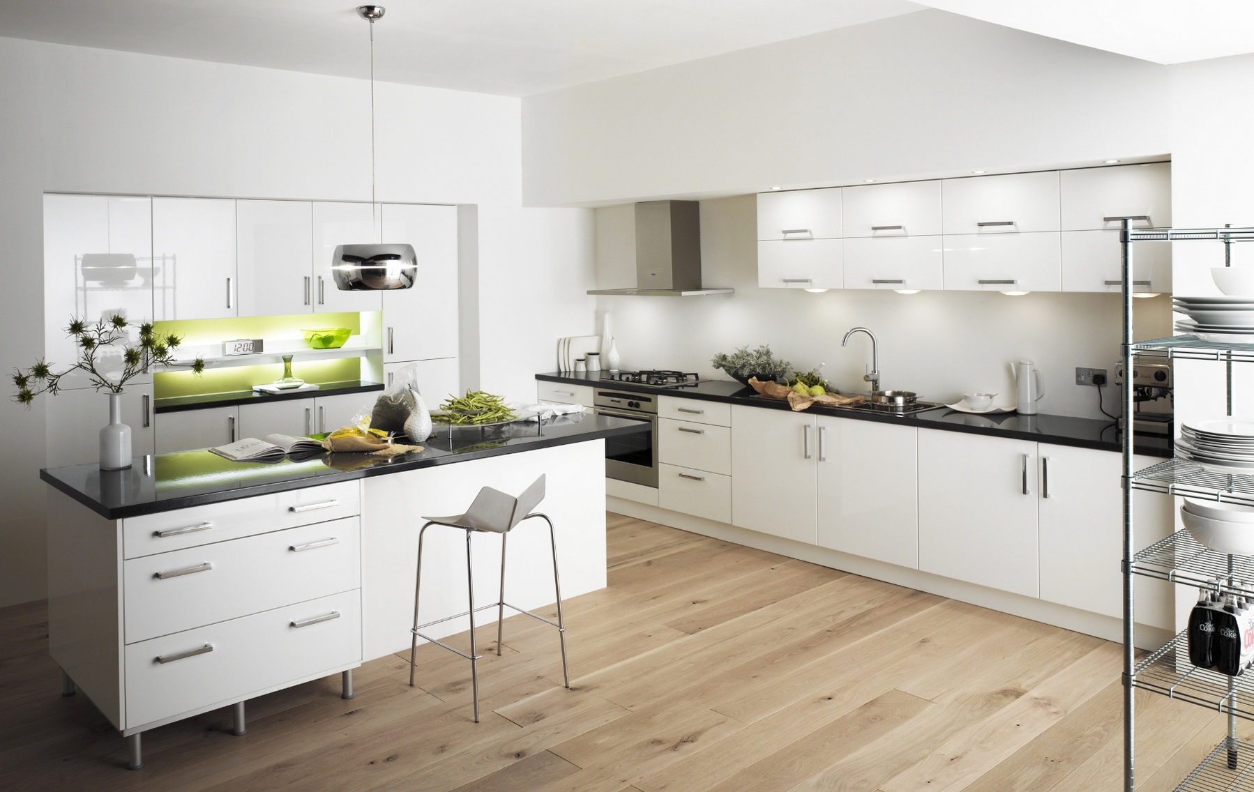 light white kitchen interior with a touch of yellow