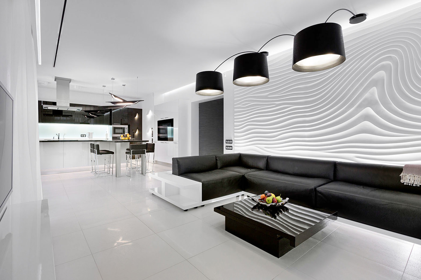 chic style hallway in black and white