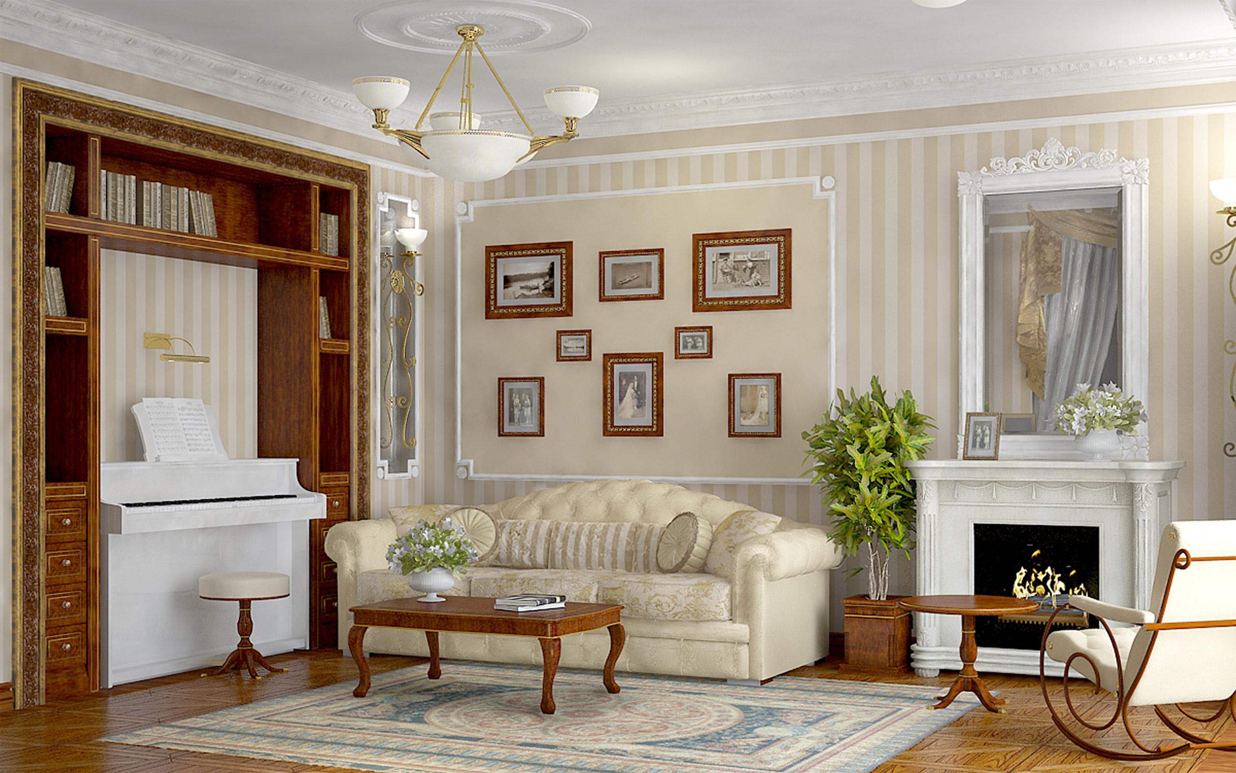 bright interior of the hallway in the English style