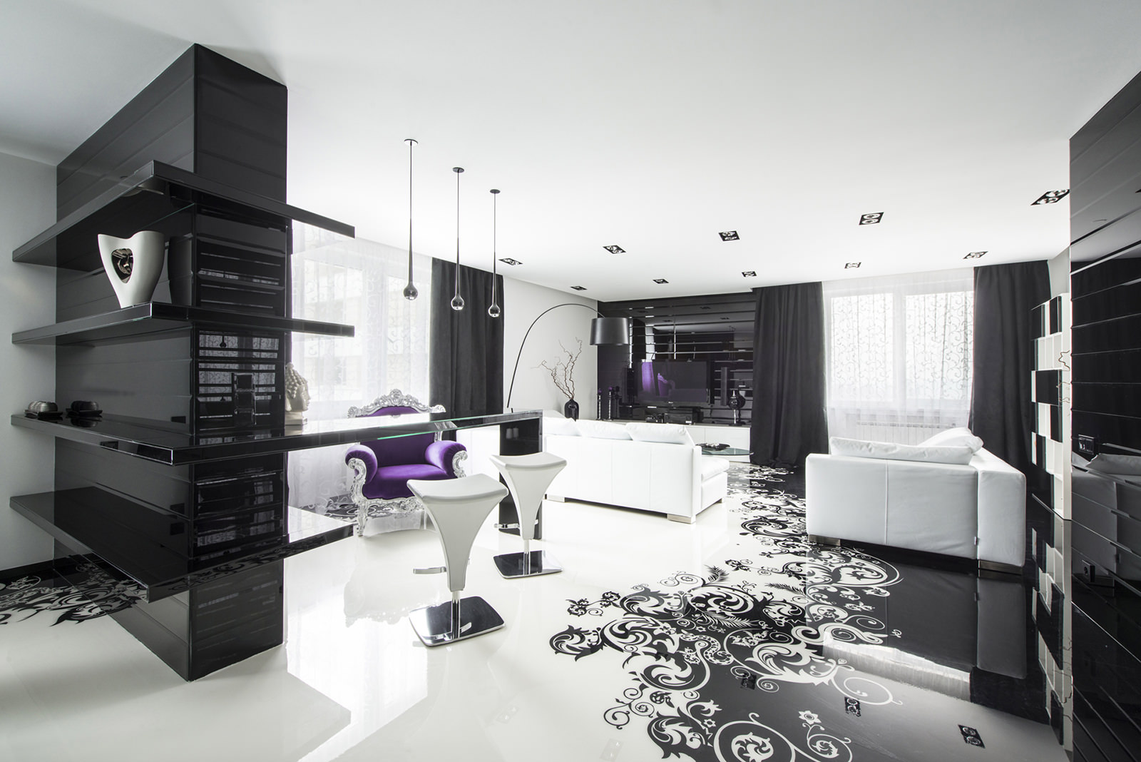 bright interior of the hallway in white colors