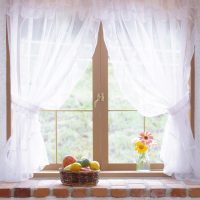 beautiful cotton tulle in the interior of the hallway photo