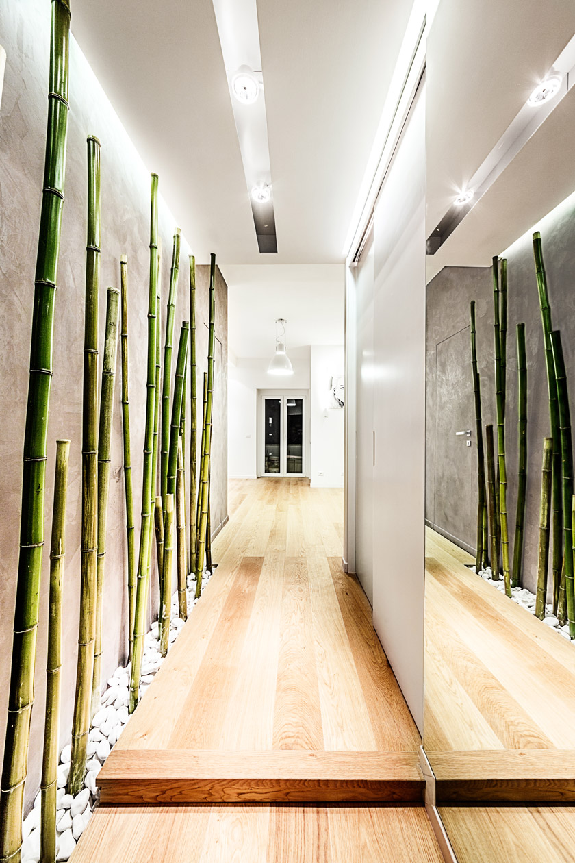 wallpaper with bamboo in the bedroom interior