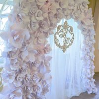 red paper flowers in the decor of the festive hall picture