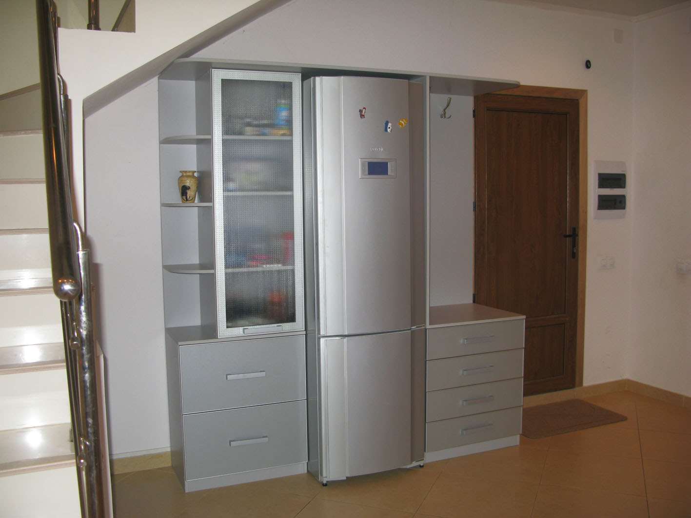 small kitchen-style refrigerator in bright color