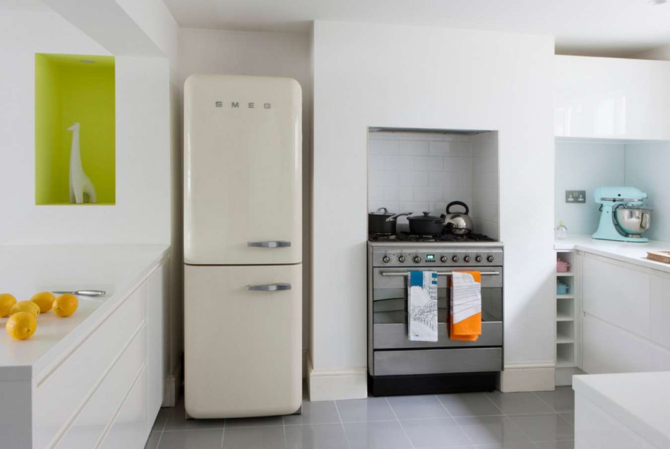 large refrigerator in the facade of the kitchen in black