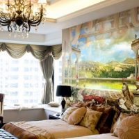 mural dalam gaya apartmen dengan lukisan gambar landskap