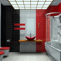 combination of red with other colors in the design of the apartment picture