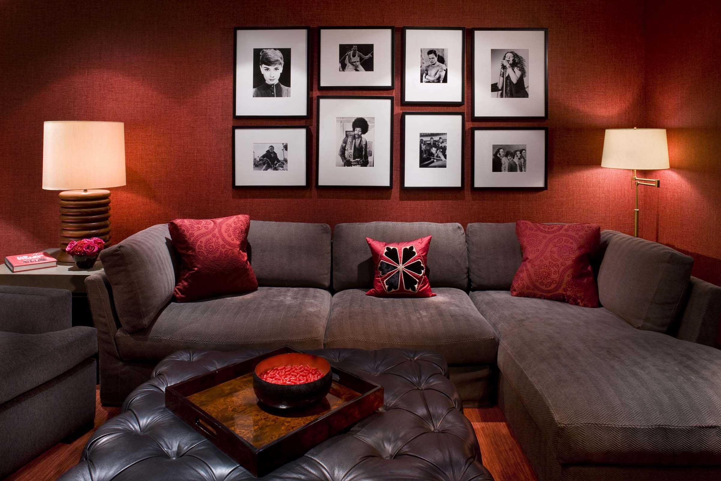 bright burgundy hallway style