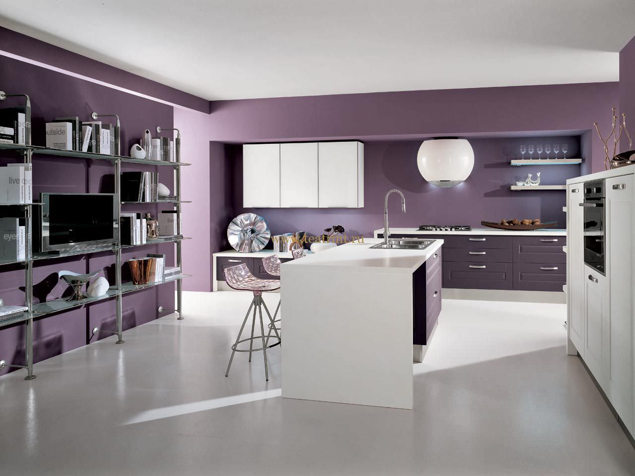 modern style kitchen in purple