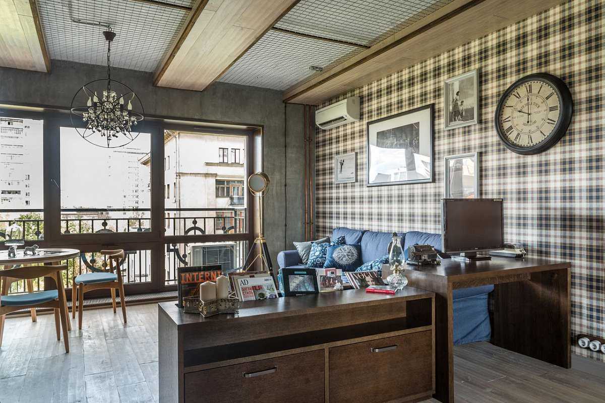 bright loft style living room interior