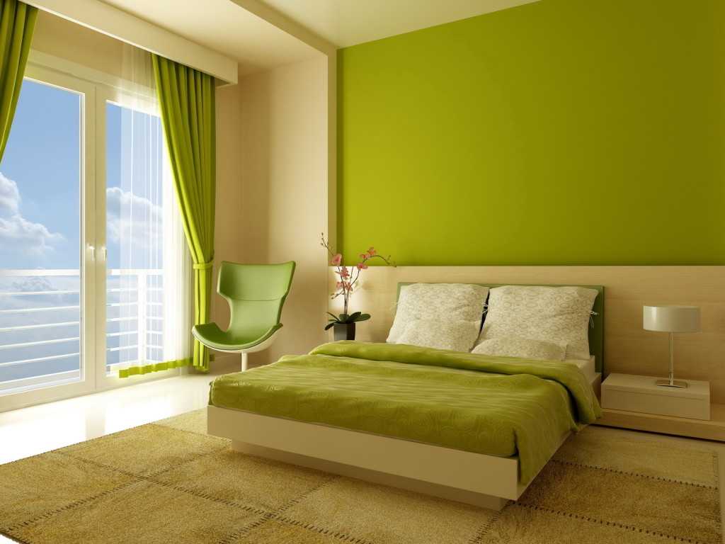 warna pistachio cerah dalam gaya bilik tidur