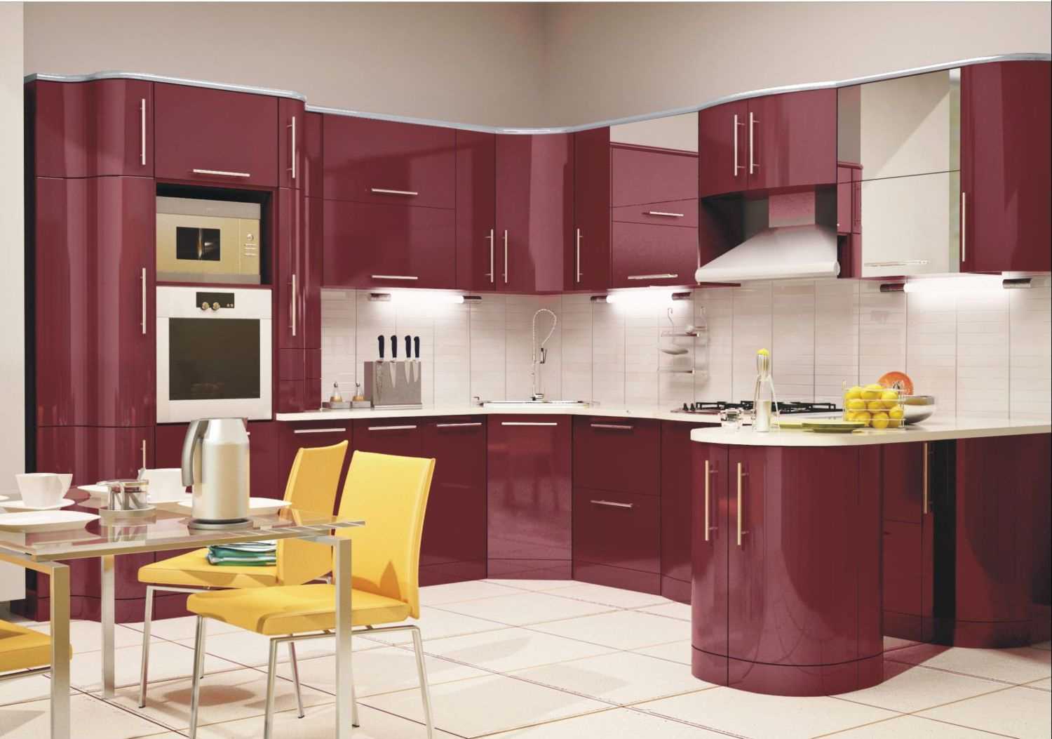 warna burgundy yang indah dalam hiasan lorong