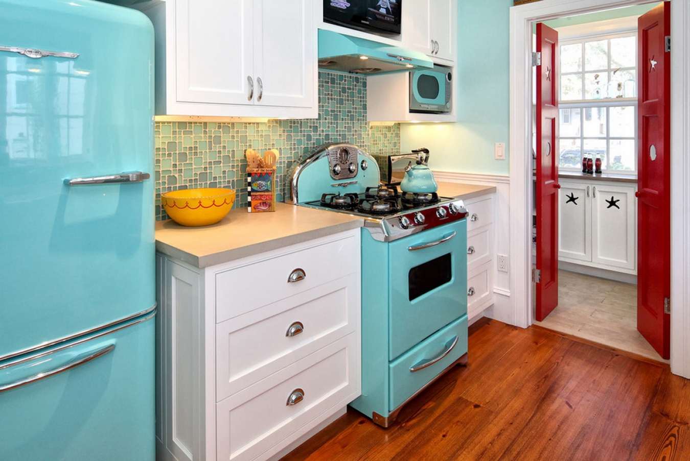 large refrigerator in the interior of the kitchen in gray