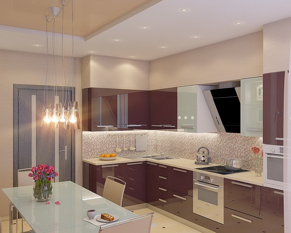 modern kitchen facade in purple