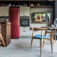 unusual interior of the living room in the loft style photo