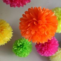 white paper flowers in the interior of the hall photo