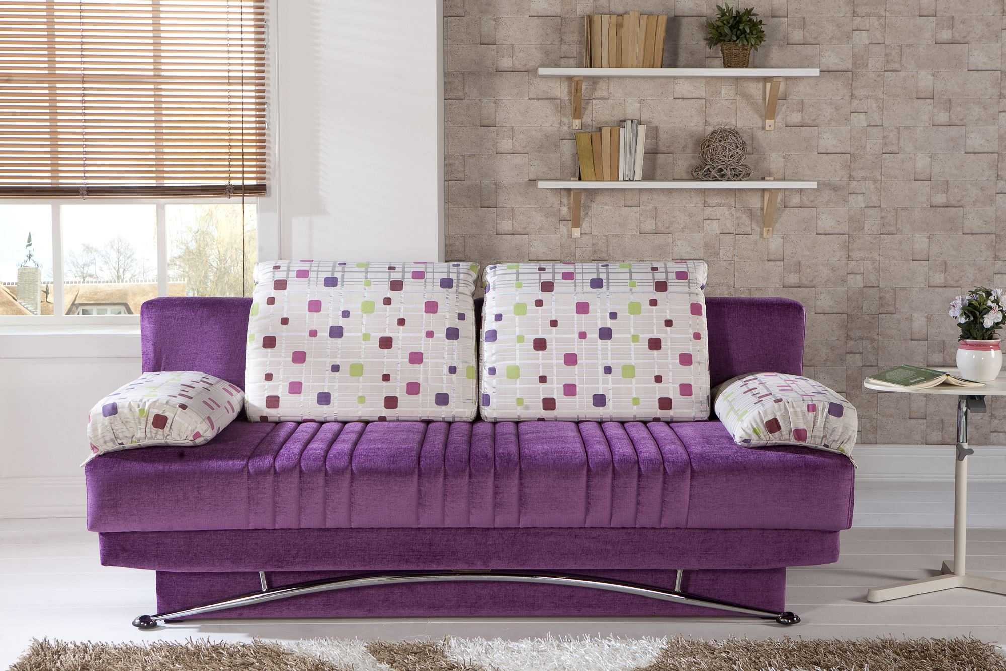 light purple sofa in the hallway decor