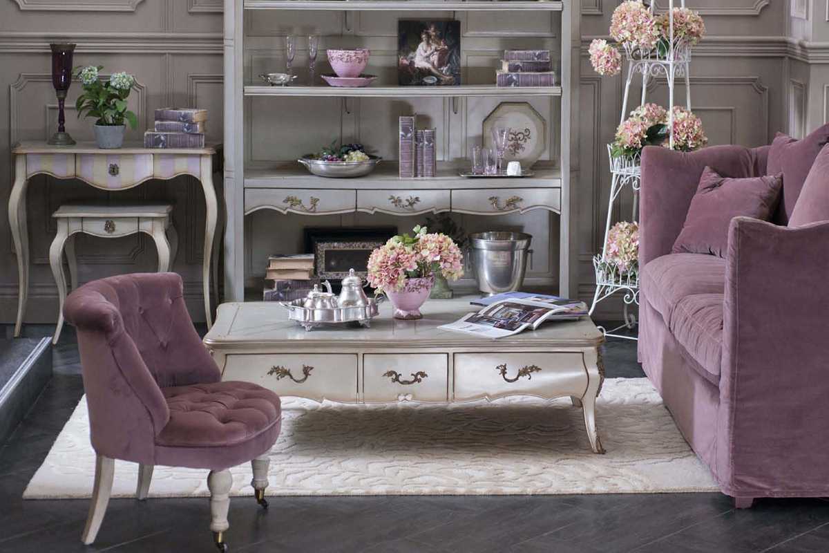 light purple sofa in the style of the corridor