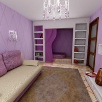 light apartment interior in purple photo