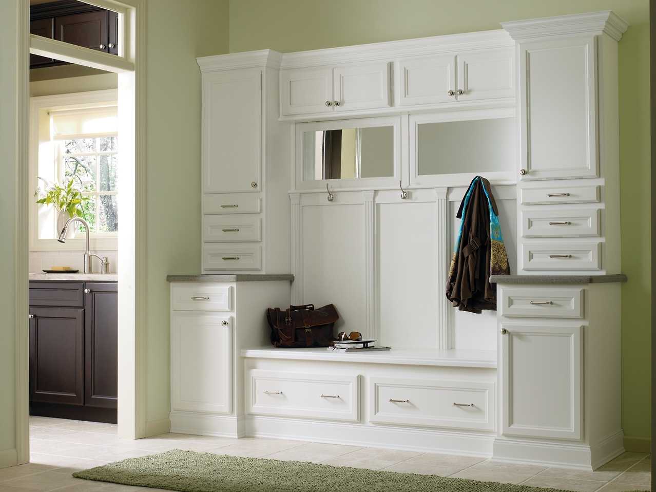 light white furniture in the decor of the corridor