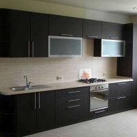 unusual apartment interior in wenge color photo