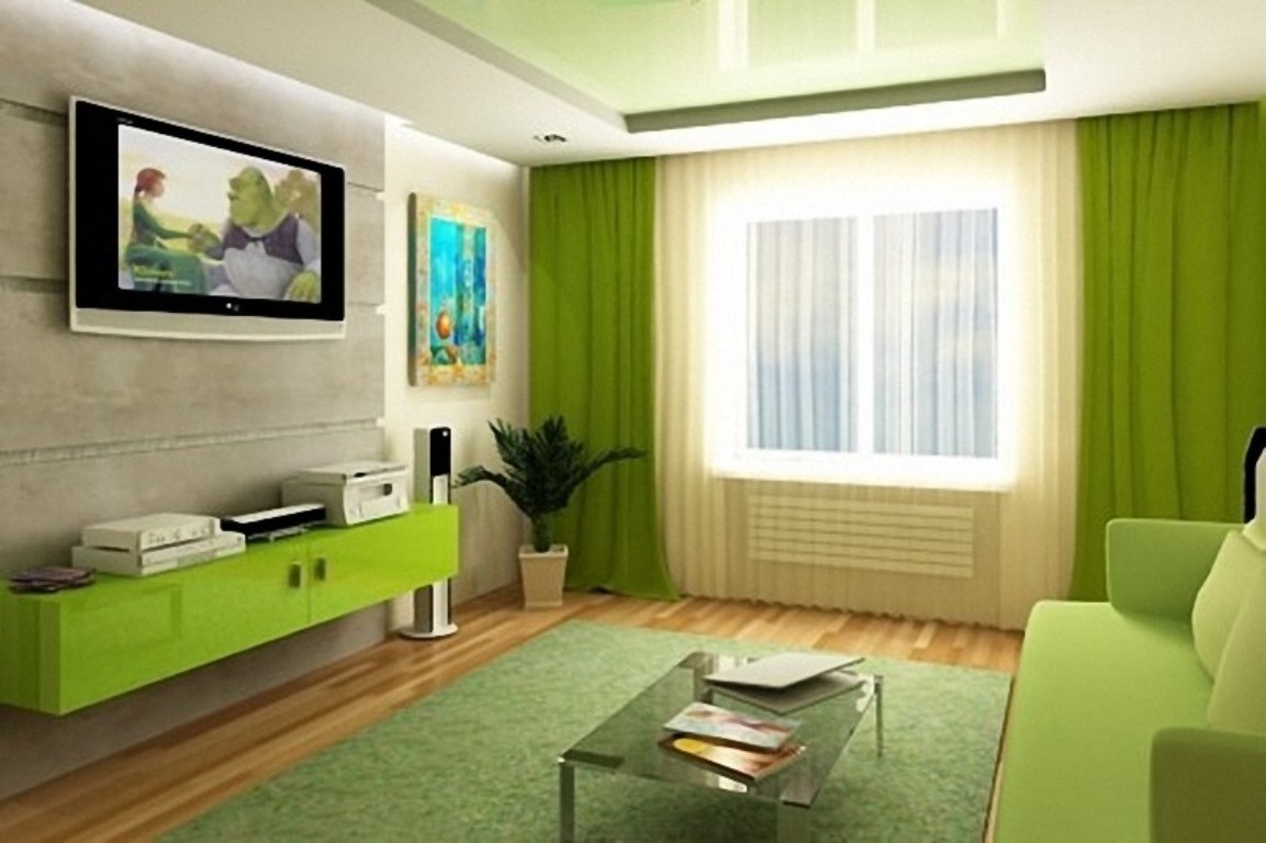 light pistachio color in the interior of the apartment