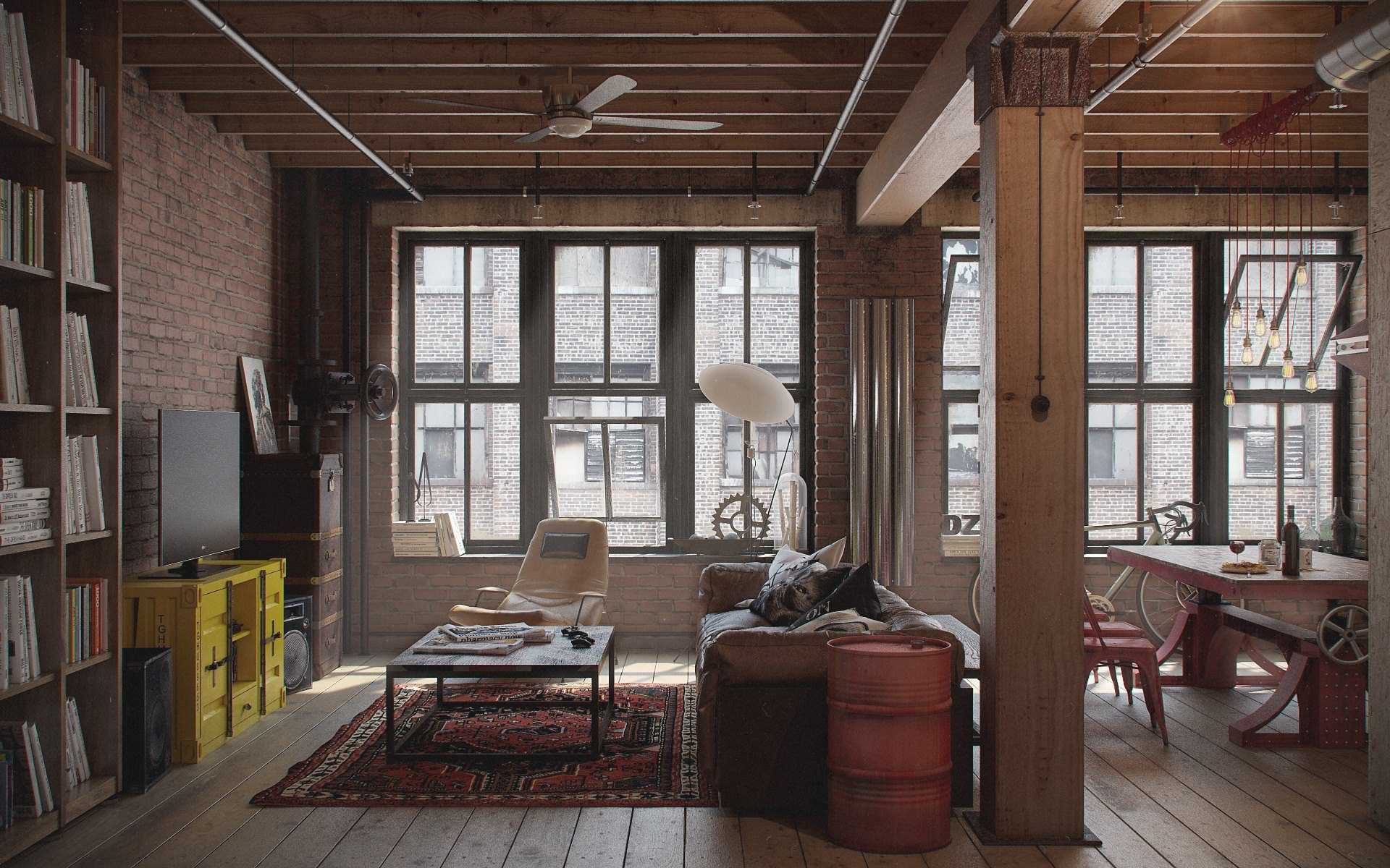 bright grunge style corridor interior