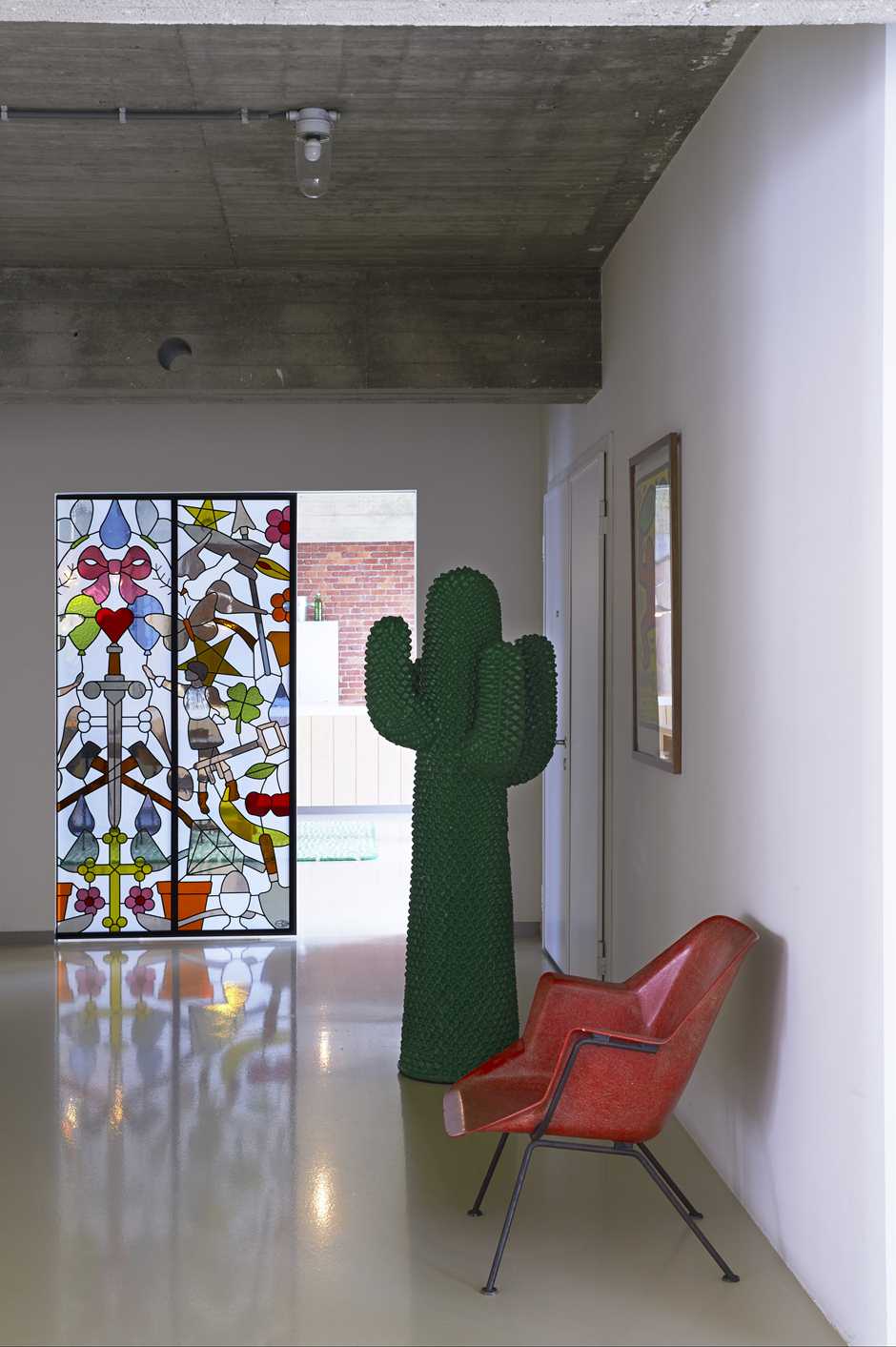 classic stained-glass window in the design of the living room