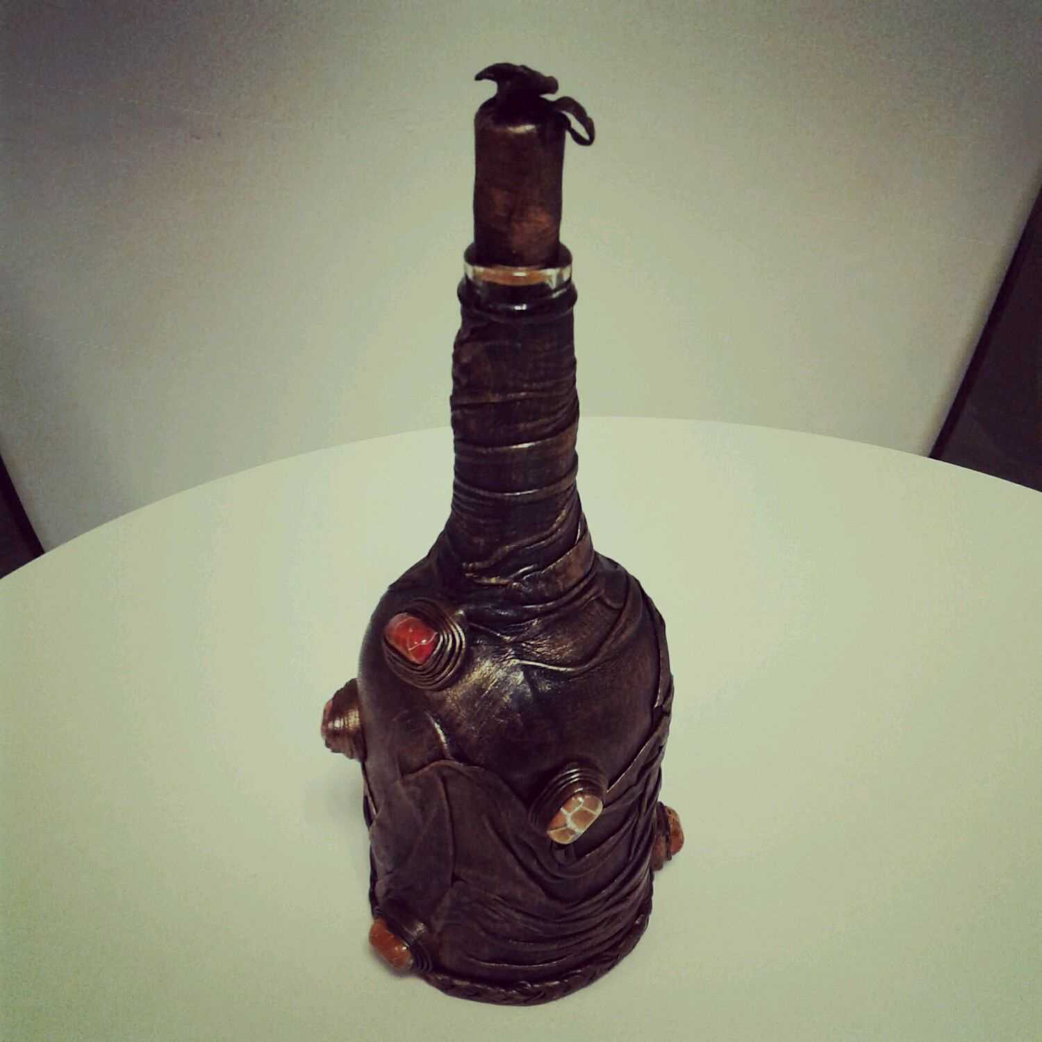 idea tentang hiasan cantik botol kaca kulit dengan tangan anda sendiri