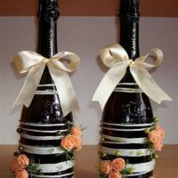 idea hiasan cantik botol champagne dengan foto bulat