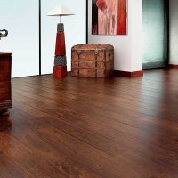 classic dark floor in the design of the kitchen photo