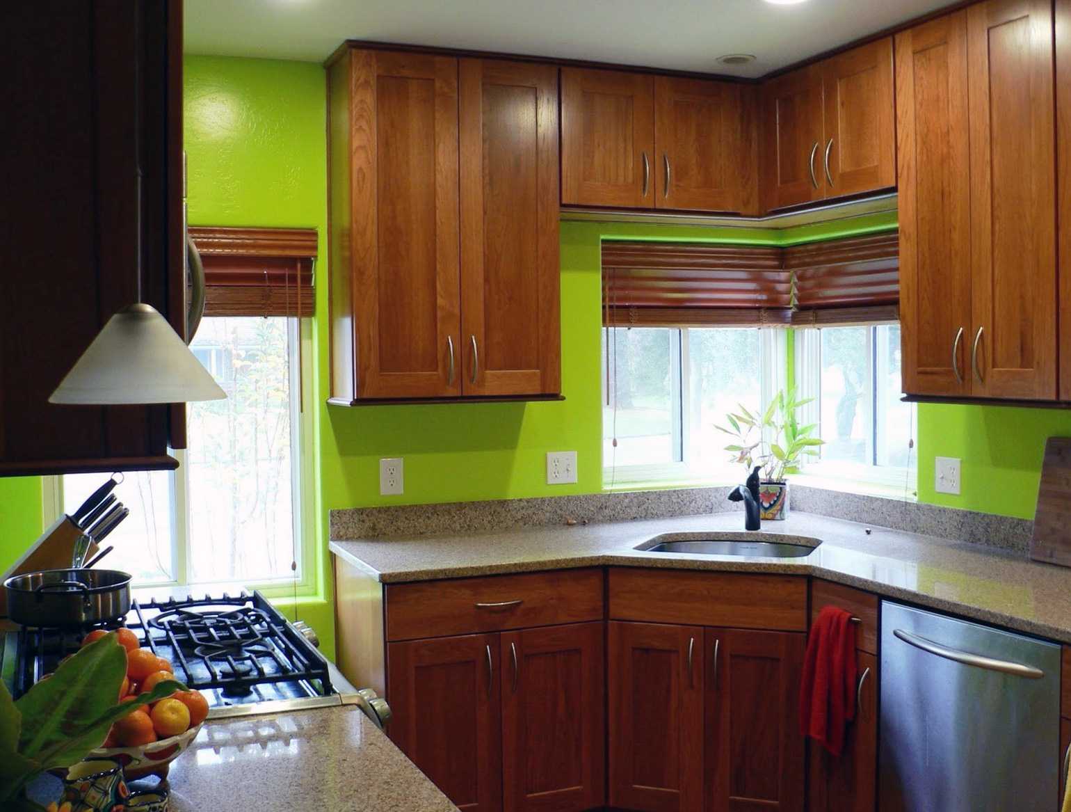 a combination of bright colors in the style of the kitchen