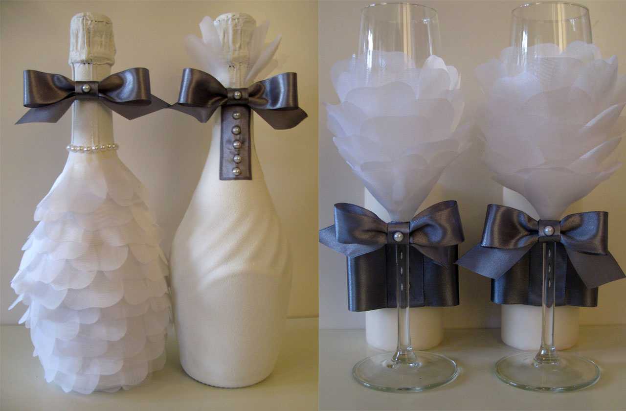 original bottle decoration with decorative ribbons