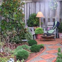 beautiful design of a summer house by the trees with your own hands photo