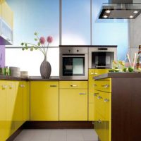 bright room interior in mustard color photo