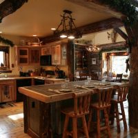 bright decor of a rustic kitchen picture