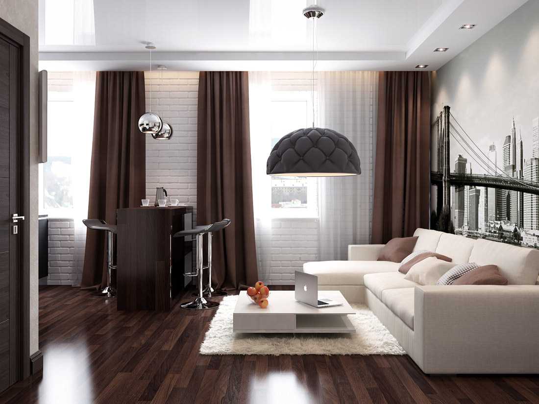 classic dark floor in the decor of the room