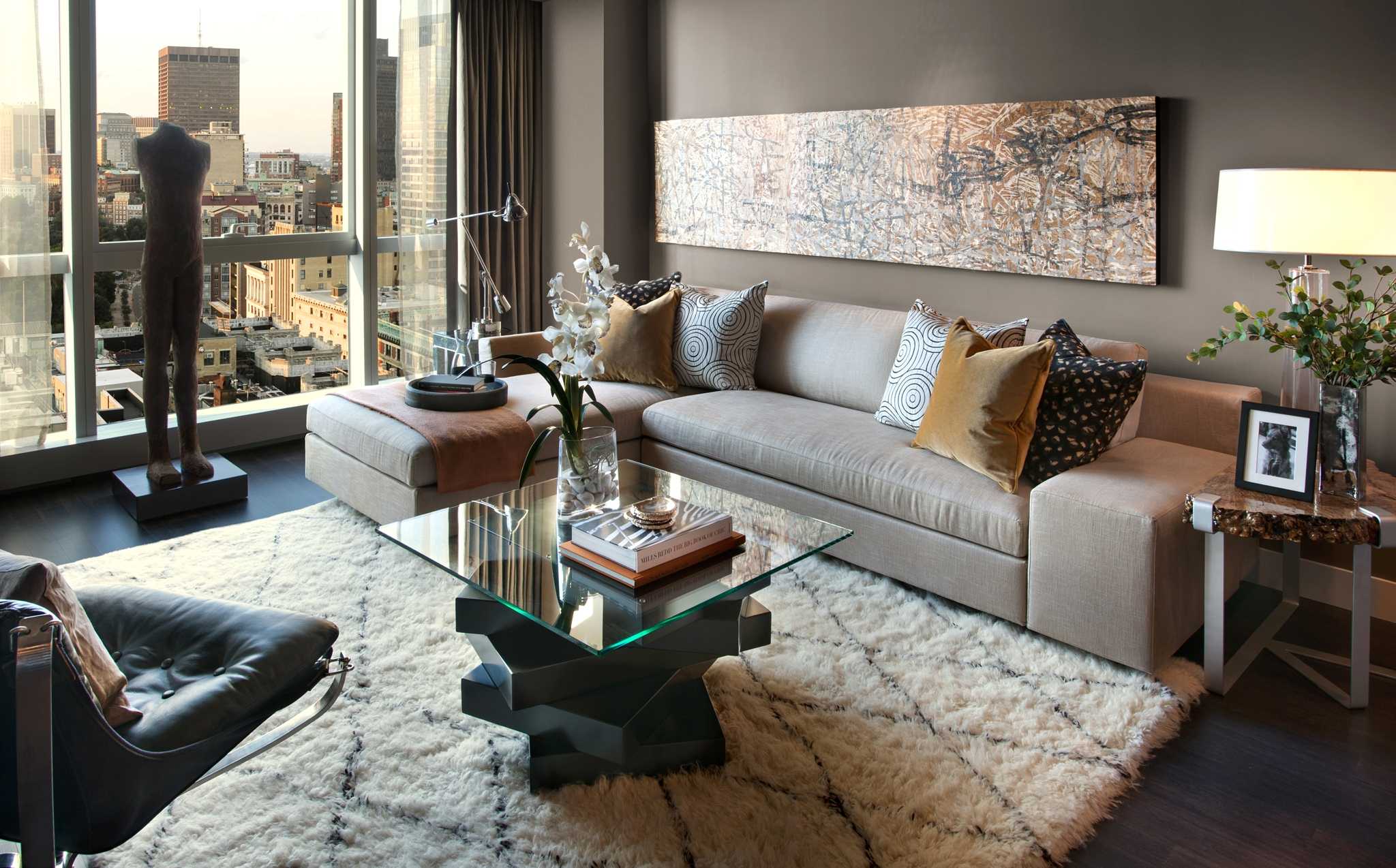 beautiful dark floor in the design of the bedroom