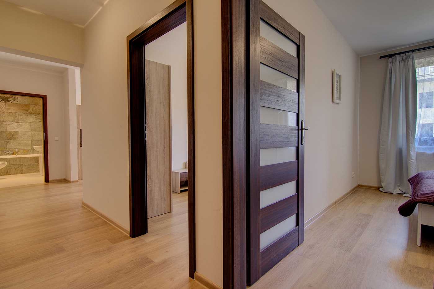 bright doors in the interior of the living room