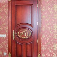 unusual decoration of interior doors with improvised materials photo