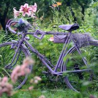 unusual decoration of a summer cottage by improvised means photo