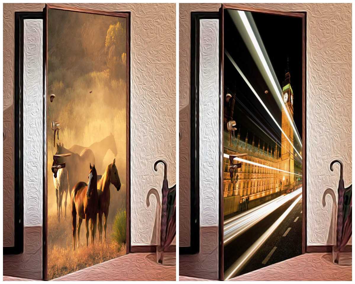 unusual design of interior doors with improvised materials