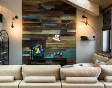 bright apartment design with old boards picture