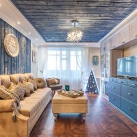 bright decor of the apartment with wall panels photo