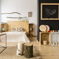 original bedroom decor with wood sawn photo